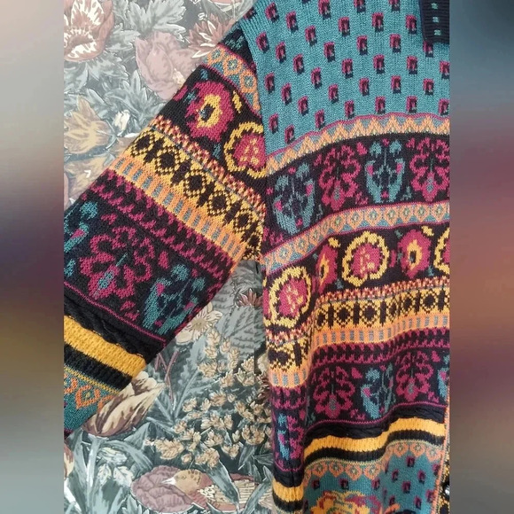 90s Granny core Multicolor Cardigan Size Large - Picture 3 of 3